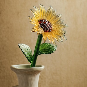 Handmade Stained Glass Flower,Glass Sunflower Rose Iris Arrangement, Handcrafted Flower Figurine,Gift for Flower Lovers,Christmas Gift