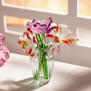 Handmade Glass Birth Month Flowers–Handcrafted Floral Gift for Her, Birthday, Teacher, Special Occasion or Loved Ones