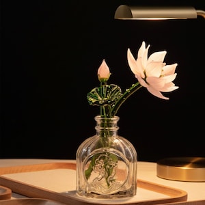 Handcrafted Glass Lotus Eternal Flower – Luxury Minimalist Table Decor, Artistic Symbol of Peace & Renewal, Elegant Gift for Refined Living