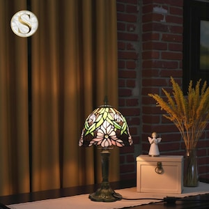 Stained Glass Table Lamp Vintage Tiffany Style Floral Light Home Decor Nightstand